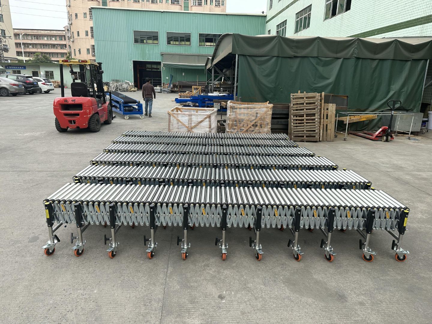 Multi-Wedge Belt Powered Roller Conveyor Lateral Angle