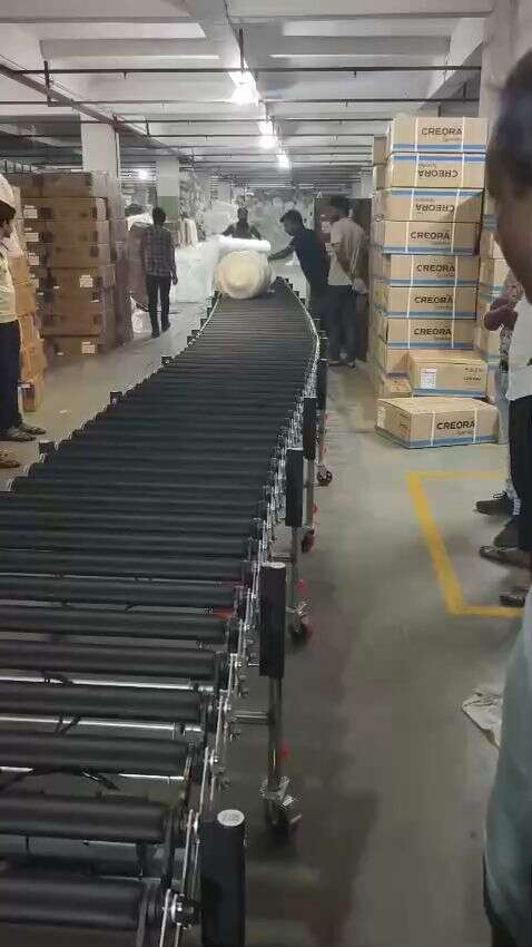 Conveying bagged pet food on a conveyor