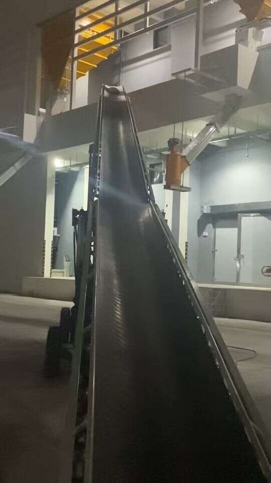 Inter-floor conveying of bagged feed in a feed factory